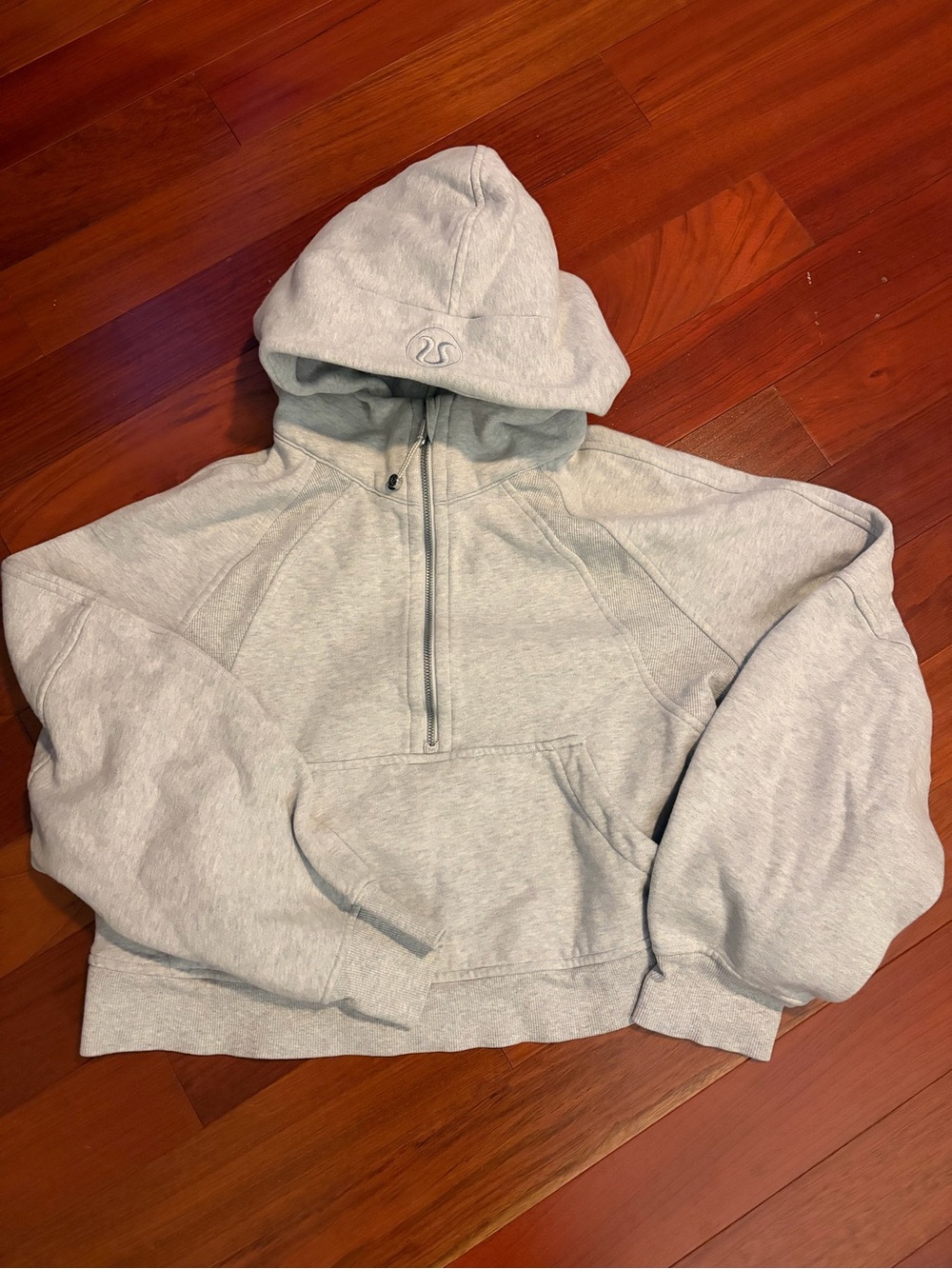 lululemon light grey fleece half-zip pullover